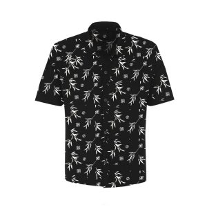 پیراهن آستین کوتاه مردانه مدل هاوایی برگ کد Barg رنگ مشکی